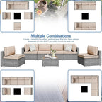 Shintenchi 7 Pieces Outdoor Patio Sectional Sofa Couch - Image 6