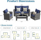 Solaste 4 Piece Outdoor Patio Furniture Set, Outdoor Sectional Sofa - Image 6