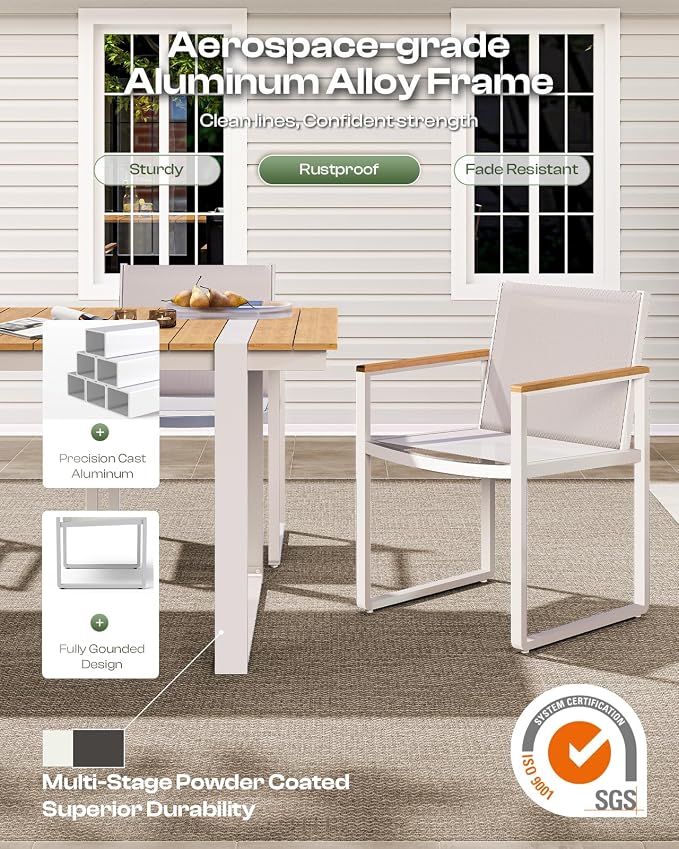Outdoor Dining Table for 6, HDPS+ Aluminum Patio Dning Table - Image 4