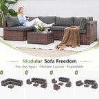 Patio Furniture Sets with Waterproof Cover, 7 Pieces Outdoor Rattan Sectional - Image 5