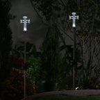 Alpine Corporation 34" Tall Outdoor Solar Powered Cross Pathway Light Stakes - Image 6