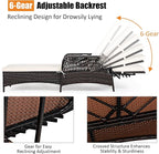 Tangkula Wicker Chaise Lounge Outdoor Set of 2, Patio Rattan Reclining Chaise - Image 6