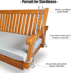 6 FT Wooden Porch Swing Bed - Image 5