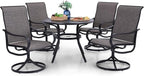 PHI VILLA 5 Piece Patio Dining Set, 4 Swivel Patio Chairs and 1 Round Metal by PHIVILLAThepioneerofcomfortablehouseholdsupplies