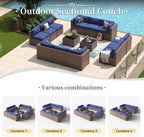 Aoxun 14 Piece Patio Furniture Set Wicker Rattan Patio Conversation Set Outdoor - Image 5