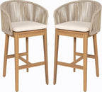 Christopher Knight Home Zax Set of 2 Patio Barstool, Acacia Wood & Rope Outdoor - Image 4