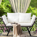 Outvita Outdoor Convertible Couch Sofa Bed, Woven Rattan Patio Furniture Daybed - Image 2
