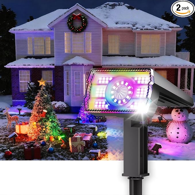 2 Pack - Solar Christmas Lights Outdoor Waterproof, 6 Color Changing Spotlights by Professionalproductionofsolarlightsoutdoor%EF%BC%9A%EF%BC%89