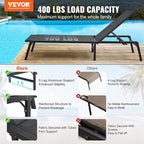 VEVOR 2 Pcs Chaise Lounge Chairs Outdoor, Aluminum Patio Lounge Chair - Image 4