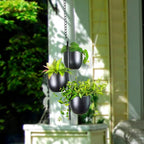 3 Tier Hanging Planters for Indoor & Outdoor, Stackable Black Metal Plant Hanger - Image 8