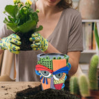 Abstract Face Planter Pots for Plants, Hand-Painted Colorful Flower Pots - Image 5