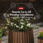 Keter Signature Conic 23.8 Inch Tall Round Large Wood Look Planter - Image 3