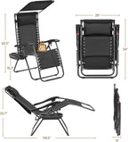 Yaheetech Outdoor Zero Gravity Chair Foldable Recliner Adjustable Patio Lounge - Image 3