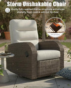 Outdoor Swivel Recliner Chair Set of 2, All-Weather Wicker Reclining Patio Chair - Image 4