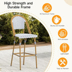 ONBRILL French Bar Stool Set of 2, Wicker Bar Height Stool 29" - Image 5