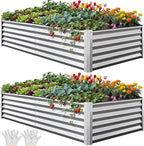 YITAHOME 8x4x1.5ft 2pcs Large Raised Garden Bed Kit, Galvanized Metal Planter by YITAHOME