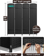 Sorbus 4 Panel Room Divider 6 ft. Tall - Image 5