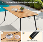 70" Patio Outdoor Dining Table for 4-6, Weather-Resistant Wood-Grain Top - Image 6