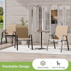 Patio Chairs Set of 2, Outdoor Dining Chairs Stackable - Image 4