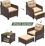 LHBcraft Outdoor Furniture 5 Piece Patio Conversation Set, PE Rattan Patio Set - Image 5