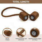 Hion Magnetic Curtain Tiebacks Dark Brown 2pcs, Curtain Tiebacks Buckles - Image 2