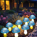 Solar Mushroom Lights Garden Decor 8 Blue Crack Mushrooms Outdoor Decor Stake - Image 2