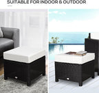 Outsunny 20" Patio Wicker Ottoman, Additional Seating, Side Table - Image 7