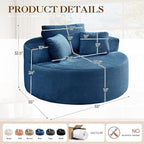 Antetek Oversized Round Chaise Longue Chair Indoor, Modern 55-inch Upholstered - Image 2
