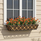 Y&M 30 Inch Window Deck with Coco Liner, Fence Metal Hanging Flower Planter - Image 6