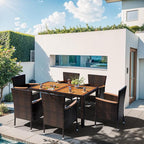 Shintenchi 7 Piece Patio Dining Set, Wicker Patio Conversation Set - Image 2