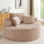 Antetek Oversized Round Chaise Longue Chair Indoor, Modern 55-inch Upholstered - Image 7