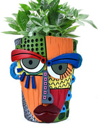 Abstract Face Planter Pots for Plants, Hand-Painted Colorful Flower Pots by Midogaigai