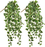 Hollyone 2pcs Artificial Hanging Plants 35.4" Fake Ivy Vine Faux Ivy Leaves by Hollyone