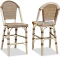 PURPLE LEAF French Counter Height Bar Stool Set of 2 25" White Print Finish by PURPLELEAF
