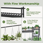Bamworld Plant Shelf Indoor 55" Tall Bamboo Plant Shelves 5 Tier Hanging Plant - Image 3