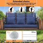 3-Person Wicker Porch Swing Chair Heavy Duty 900 LBS Outdoor Rattan Patio Swing - Image 5