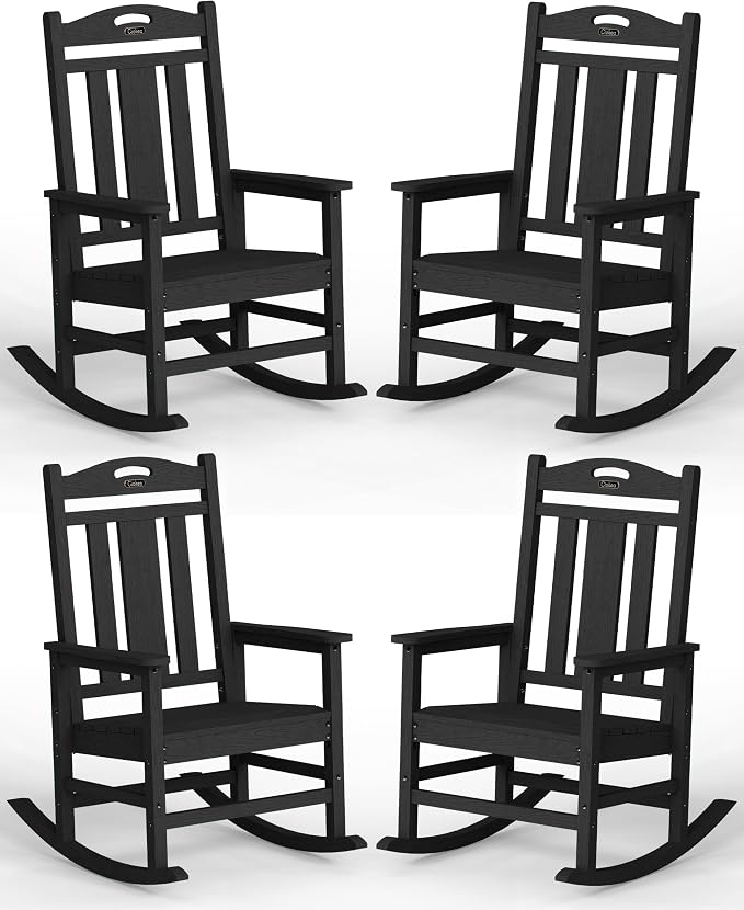 Ciokea Oversized Outdoor Rocking Chairs Set of 4, 380lbs Heavy-Duty Large Patio by CIOKEA