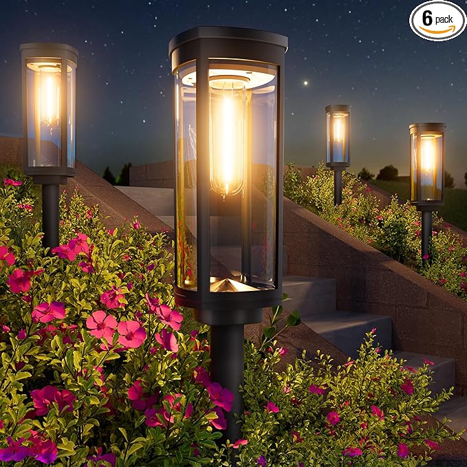 Bright Solar Lights Outdoor 6 Pack, Solar Pathway Lights Waterproof IP65 by BITPOTT