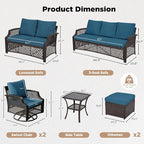 HOMREST 7 Piece Patio Furniture Set, Wicker Outdoor Conversation Sofa Set - Image 6