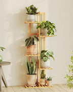 Bamworld Bamboo Plant Stand Indoor 5 Tiered Plant Shelf Outdoor Corner Plant by Bamworld