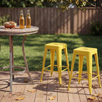 Shahoo 24 Inches Metal Bar Stools Counter Height Stackable Backless Stools - Image 8