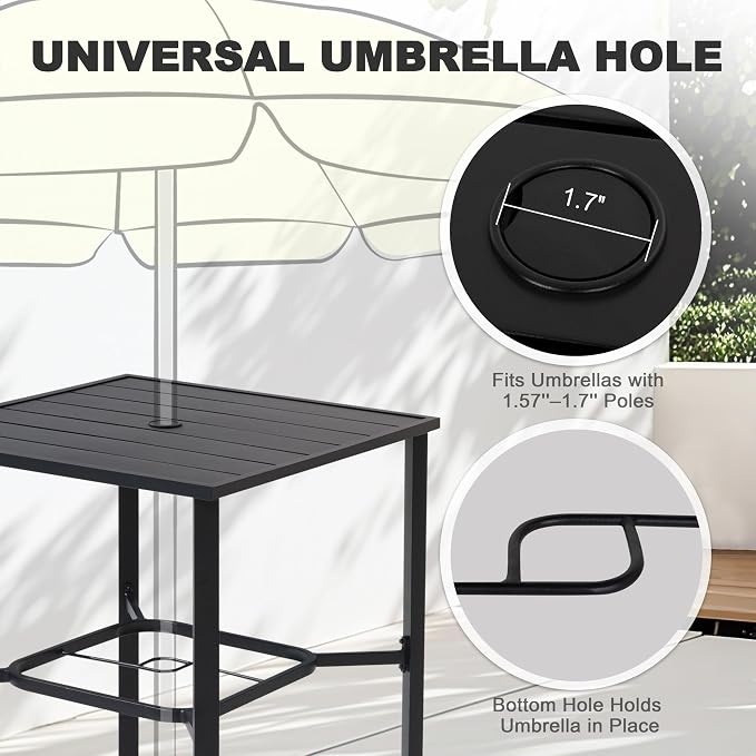 NUU GARDEN 5 Piece Outdoor Bar Set, Bar Height Patio Bistro Set, Textilene - Image 9