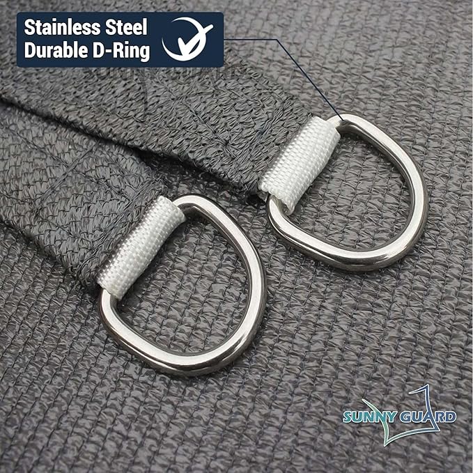 SUNNY GUARD Custom Size 18'x24'x30' Triangle Dark Grey UV Block Sunshade - Image 6