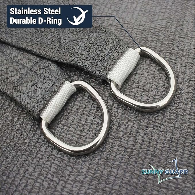 SUNNY GUARD Custom Size 10'x16' Dark Grey Sun Shade Sail Rectangle UV Block - Image 6