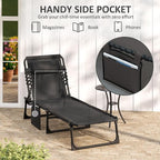 Outsunny Chaise Lounge Chair Outdoor, 5-Position Adjustable Sun Tanning Chair - Image 7