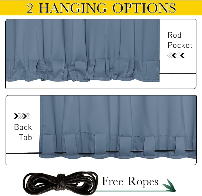 NICETOWN 2 Panels Waterproof Outdoor Curtains Fixed Grommet & Back Tab on Top & - Image 2