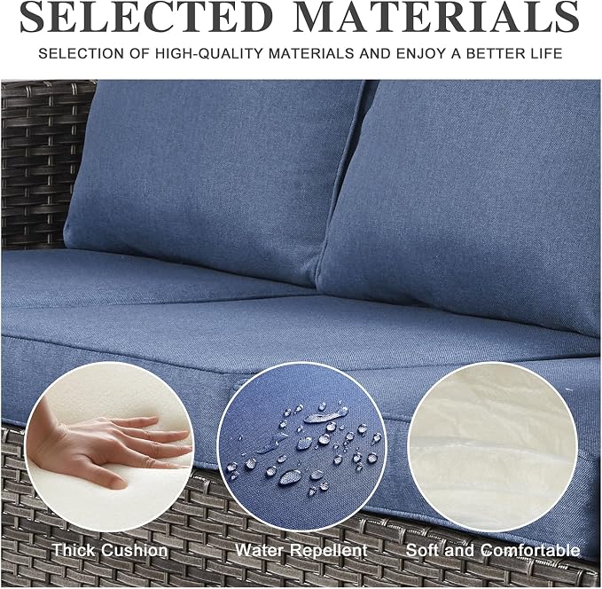 Belord Wicker Patio Furniture 5 Piece Outdoor Sofa Set, Oversize Outdoor Dining - Image 9