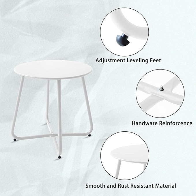 Outdoor Table Small Patio Side Table Waterproof Round Metal Side Table Weather - Image 4