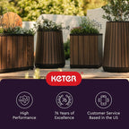 Keter Signature 21.7 Inch Tall Rectangular Large Wood Look Planter - Image 14