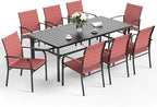 Patio Dining Set 9 PCS, 8 Stable Outdoor Dining Chairs - Image 8